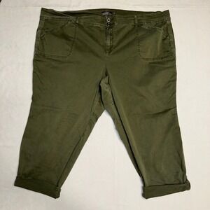 Torrid Olive Green Twill Crop Pants Size 30 Plus Size Utility Style